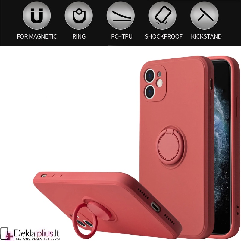 Silikoninis dėklas su žiedu ir kameros apsauga - bordo spalvos (Apple Iphone 11) Silikoninis dėklas su žiedu ir kameros apsauga - bordo spalvos (Apple Iphone 11)
